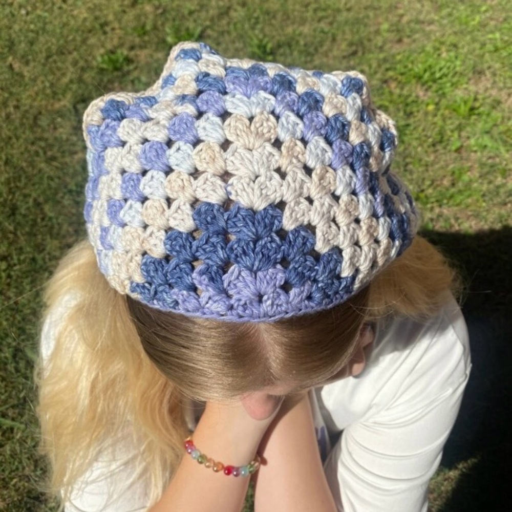 Handmade crochet cotton bandanna